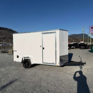 2027 Impact Quake 6x12 V-Nose Enclosed Trailer – White, Extra Height, Ramp Door