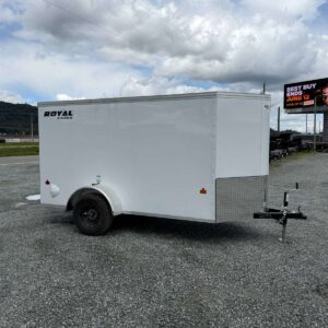 2027 Royal Cargo 5x10 Cargo Enclosed Trailer V Nose Ramp Door White (GSR)