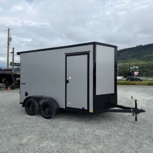 2027 Impact Quake 7x12 Silver Enclosed Cargo Trailer – Tandem Axle, Extra Height, 7,000 GVWR