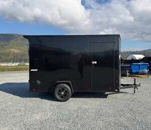 2027 Impact Quake 7x12 V Nose Cargo / Enclosed Trailer / Black Polycor Exterior / 5000lb GVW Brake Axle w/ Ramp Door