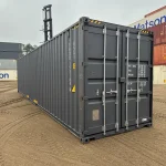 New one-trip 40ft high cube shipping container in a container yard